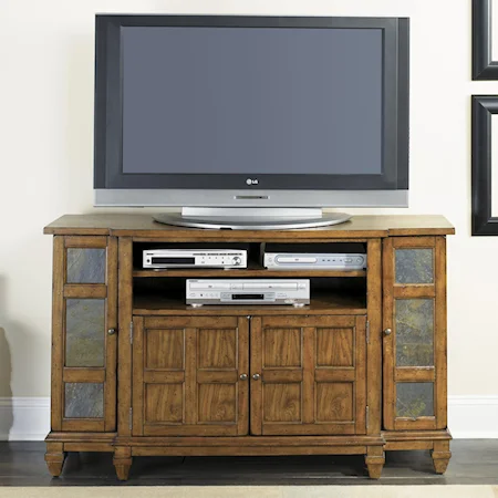 4 Door TV Entertainment Console with Slate Tile